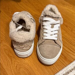 Christian Louboutin Beige and White Sneakers